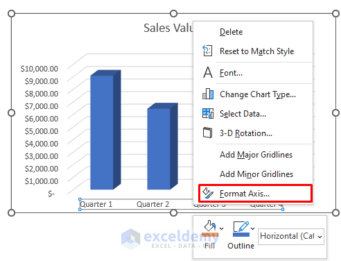 Apply Horizontal Command to Change Text Direction in Excel Chart