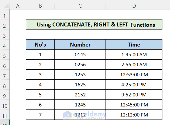 How to Convert 4 Digit Number to Time in Excel