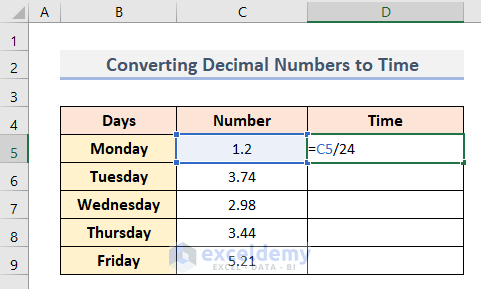 How to Convert Decimal Numbers to Time in Excel
