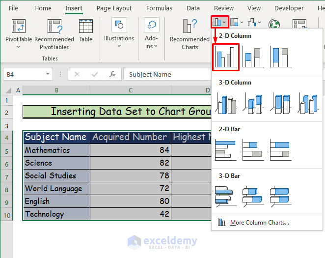 Easy Ways to Create a 2D Clustered Column Chart in Excel