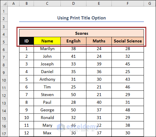 How to Create a Double Row Header in Excel Using Print Title Option