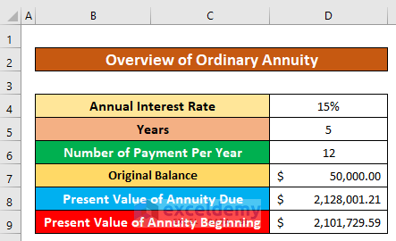 do ordinary annuity in excel