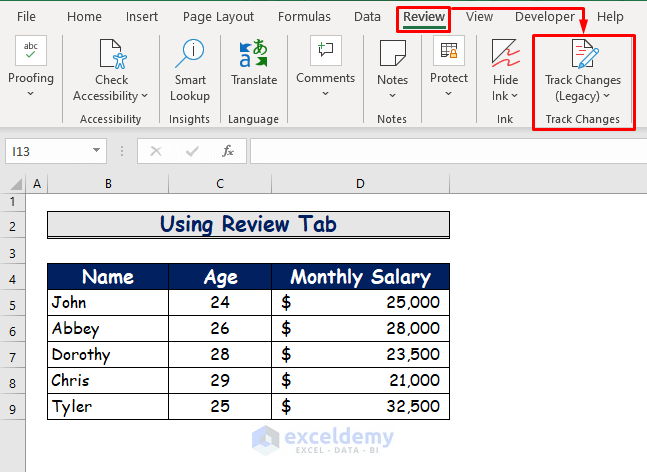 Step-by-Step Procedures to Enable Track Changes in Excel