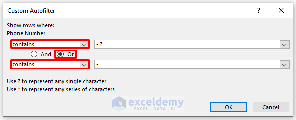 Using Custom Autofilter to Filter Special Characters in Excel