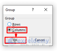 Use Group Feature to Hide Multiple Columns in Excel