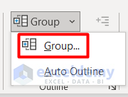 Apply Group Feature to Hide and Unhide Columns