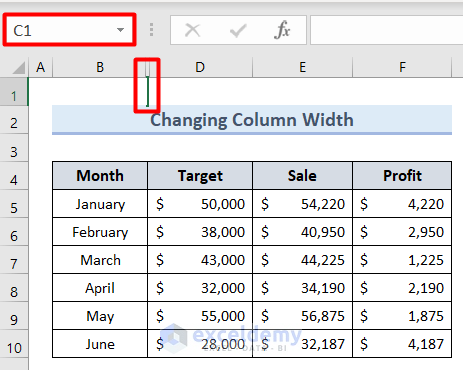Change Column Width to Hide and Unhide Columns