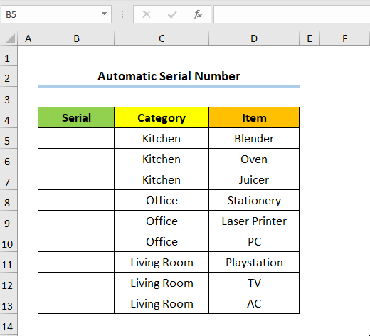 How to Add Automatic Serial Number in Excel