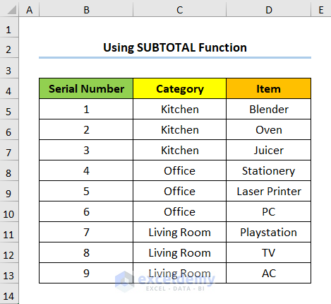 How to Increment Row Number in Excel Formula Using SUBTOTAL Function