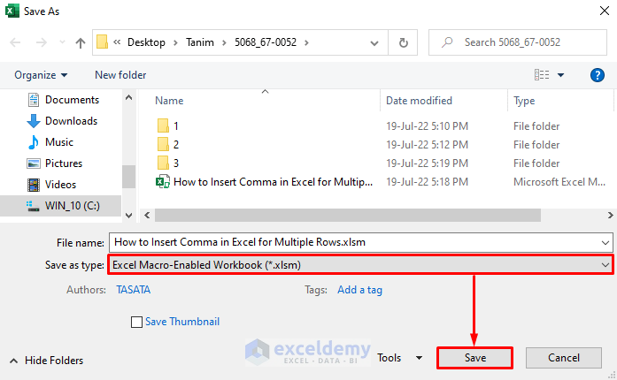 Save the Excel File as .xlsm File to Enable Macro