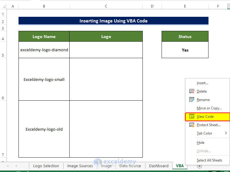 Implementing VBA to Insert Image in Excel to Insert Picture in Excel Using Formula 