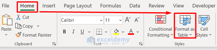 Make Colorful Spreadsheet with Format as Table Tool