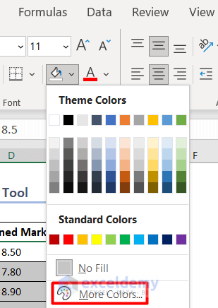 Use Fill Color Tool to Make Colorful Spreadsheet in Excel
