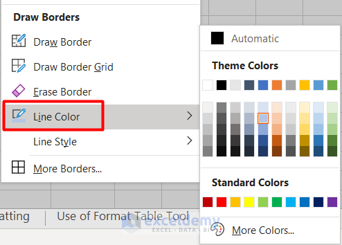 Change Gridline Color in Spreadsheet