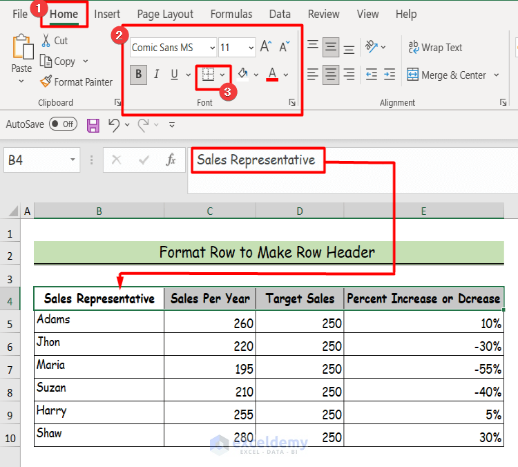 4 Handy Ways to Make a Row Header in Excel