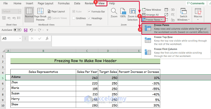 4 Handy Ways to Make a Row Header in Excel