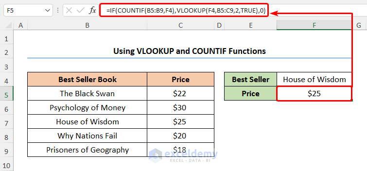 Using VLOOKUP and COUNTIF Functions