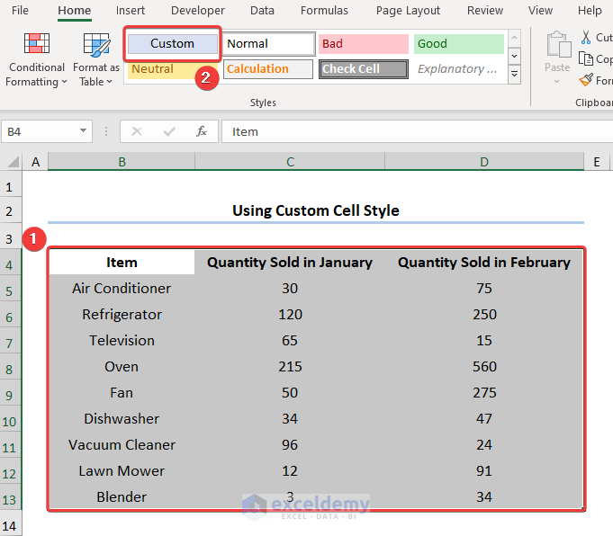 How to Print Gridlines in Excel with Color Fill Using Custom Cell Style