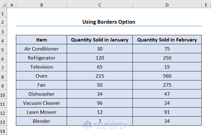 How to Print Gridlines in Excel with Color Fill Using Borders Option