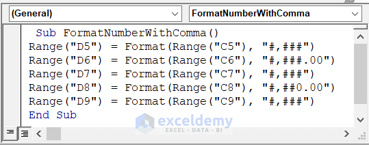 Use Excel VBA to Put Comma after 3 Digits