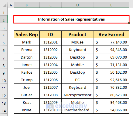put a title across cells in excel