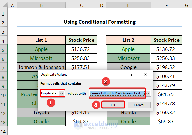 How to Reconcile Two Data Sets in Excel Using Conditional Formatting