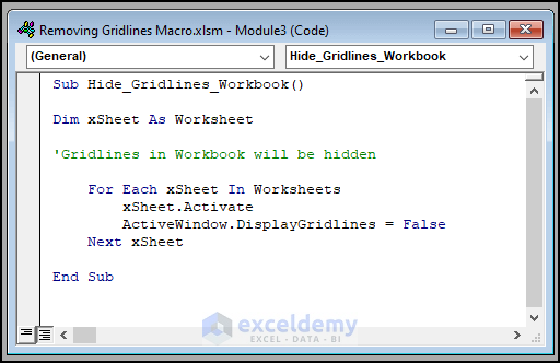 How to Remove Gridlines in Excel Using VBA