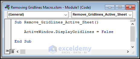 How to Remove Gridlines in Excel Using VBA 5