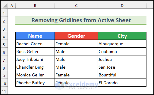 How to Remove Gridlines in Excel Using VBA 7