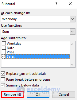 Rows Automatically Grouped by SUBTOTAL Function