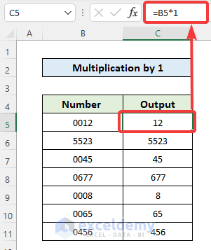 Multiplication of the Column with 1