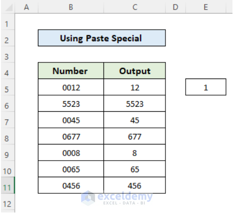 How to Remove Zeros in Front of a Number in Excel 