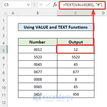 Using VALUE and TEXT Functions