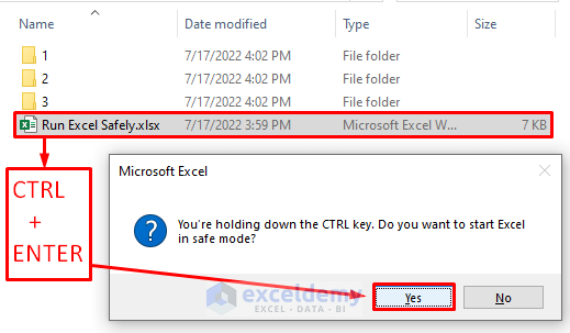 Run Excel Using CTRL Modifier Key 