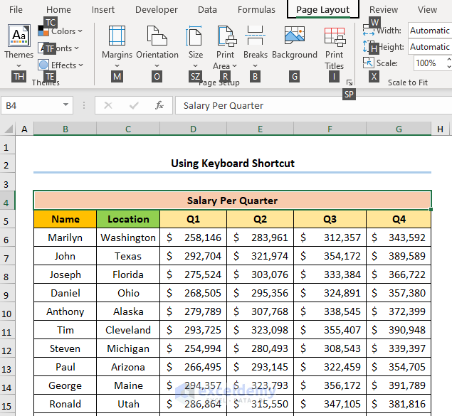 How to Set Multiple Rows as Print Titles in Excel Applying Shortcut