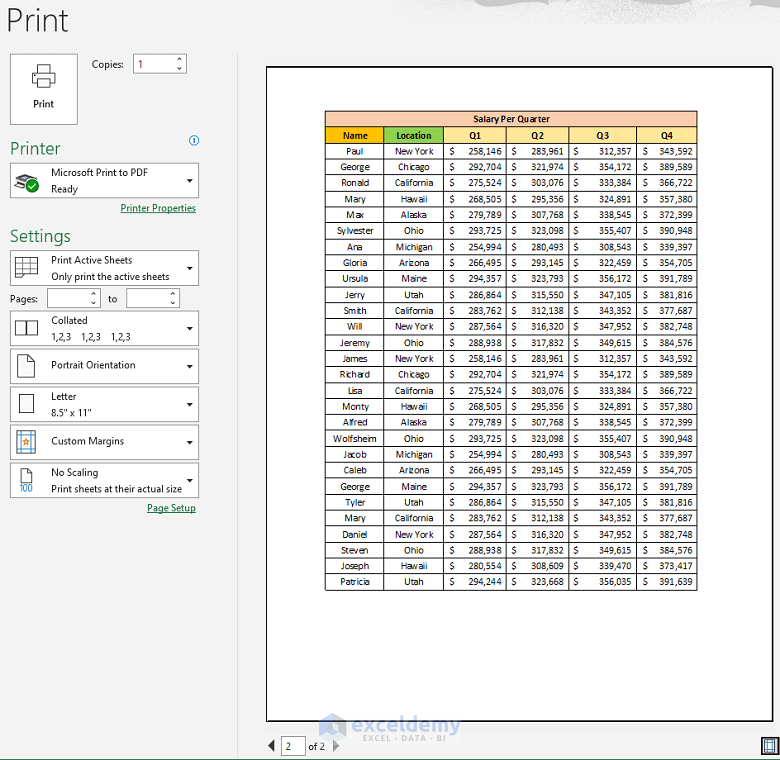 How to Set Multiple Rows as Print Titles in Excel Using File Tab