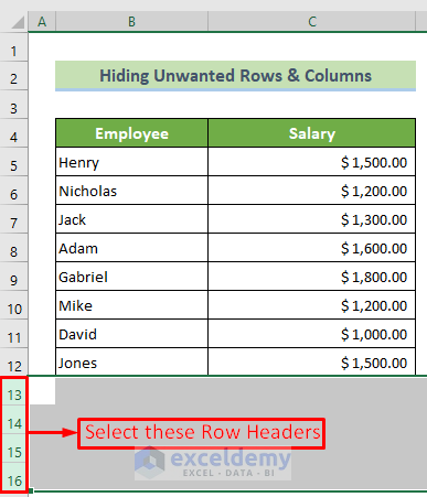 Select Rows to Set the End of an Excel Spreadsheet