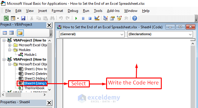 Write the Code to Set the End of an Excel Spreadsheet