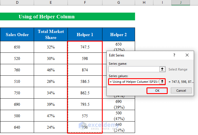 Use Helper Column to Show Number and Percentage in Excel Bar Chart