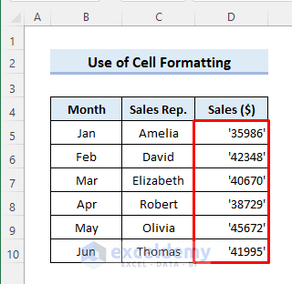 add single quotes in excel for numbers
