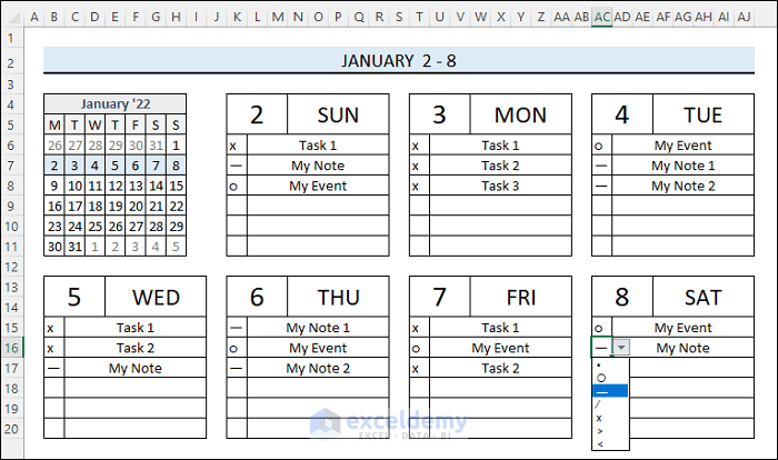 how to create a bullet journal in excel