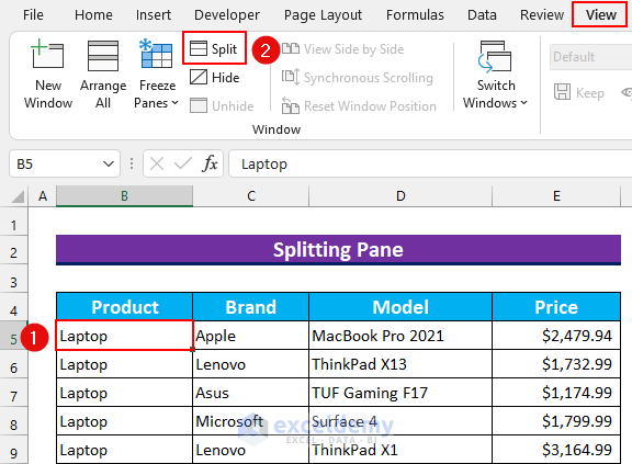 Keep Row Headings in Excel when Scrolling without Freeze 3