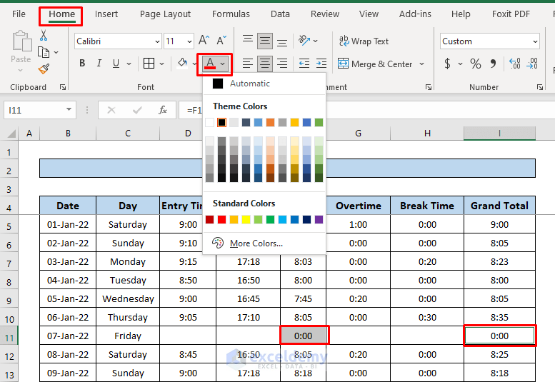 Make Time Attendance Sheet in Excel