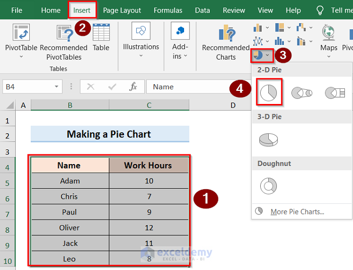 Making Excel Pie Chart With Words
