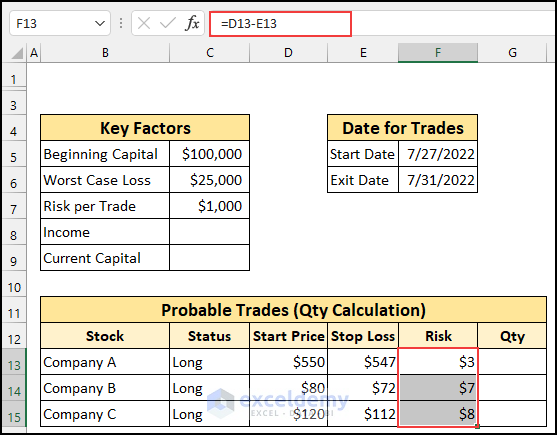 Excel Sheet for Trading 8