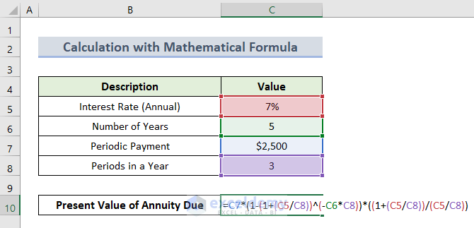 Calculate Present Value of Annuity with Mathematical Formula