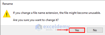 Confirm the Rename to Save Picture from Excel to Folder