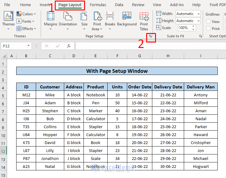 Set the Print Area in Excel