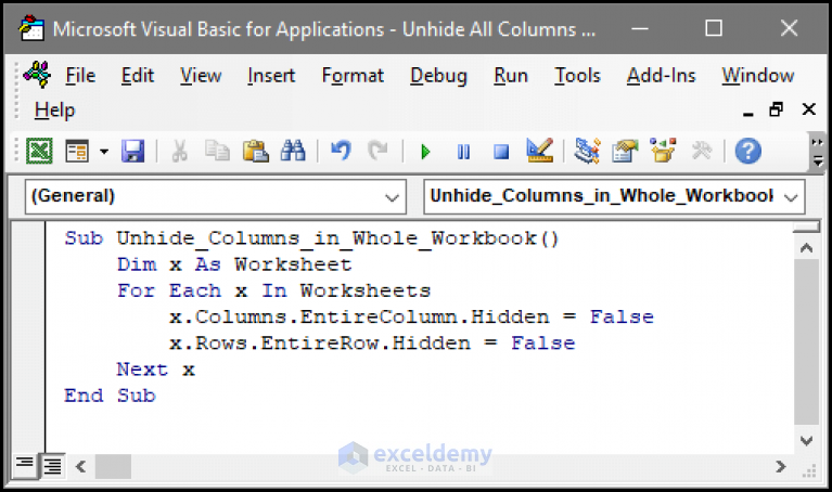 How To Unhide All Columns With Excel VBA 8 Examples 