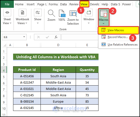 Unhide All Columns in a Whole Workbook to Unhide All Columns with Excel VBA